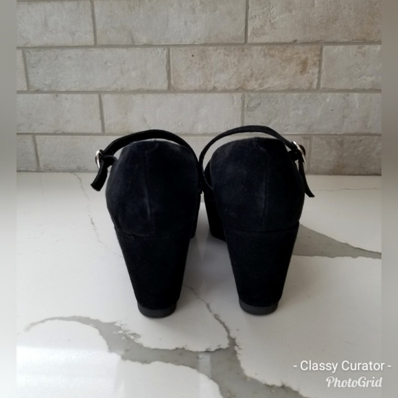 ROBERT CLERGERIE Paris blk suede platform peeptoe - Picture 5 of 7